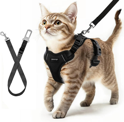 Cat Harness and Leash Set – Escape Proof, Adjustable Vest with Reflective Strips, S